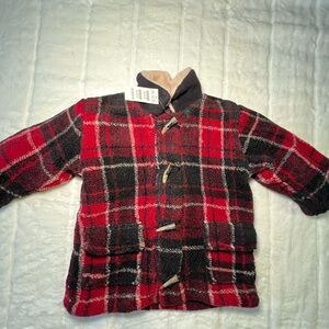 Children’s place Red and Black Plaid Toggle Coat